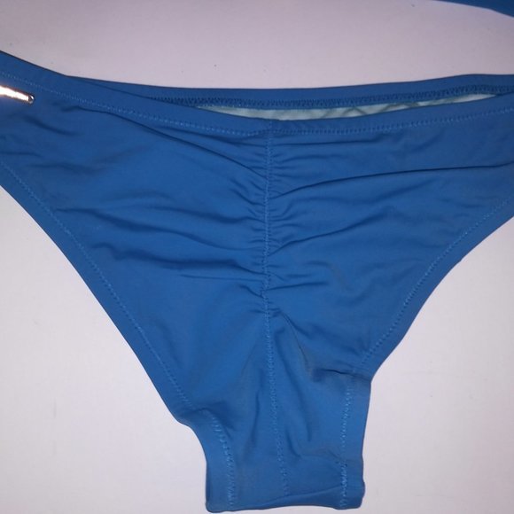 Victoria Secret Swim Bikini 38C Top Large Bottom Solid Blue Bombshell Push Up Ad - Picture 9 of 9